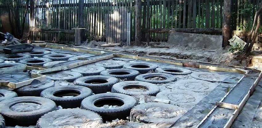 Гараж из покрышек своими руками