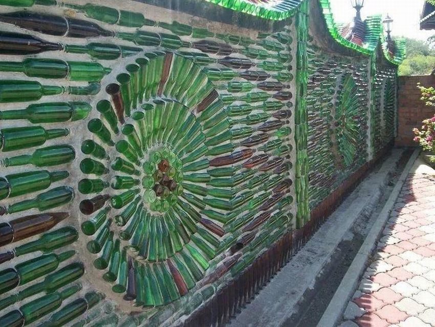 Стена из стеклянных бутылок. Быстро