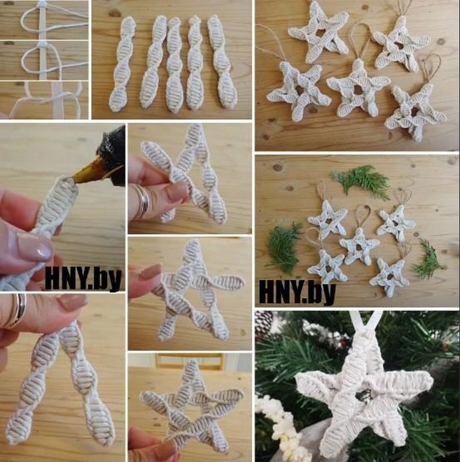 Новогодняя игрушка из ниток: 10
