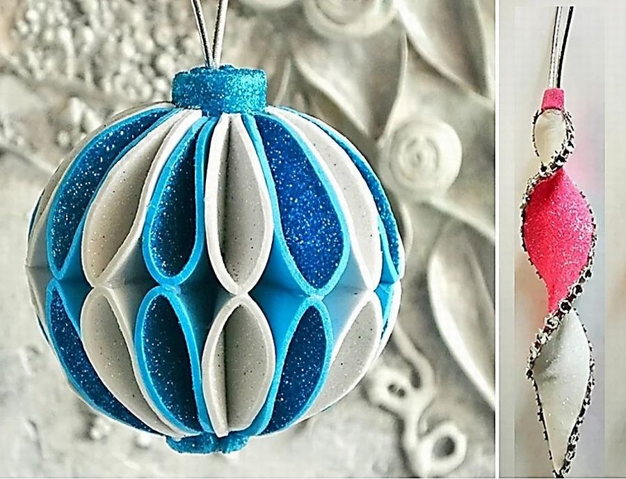 Новогодние елочные игрушки из фоамирана