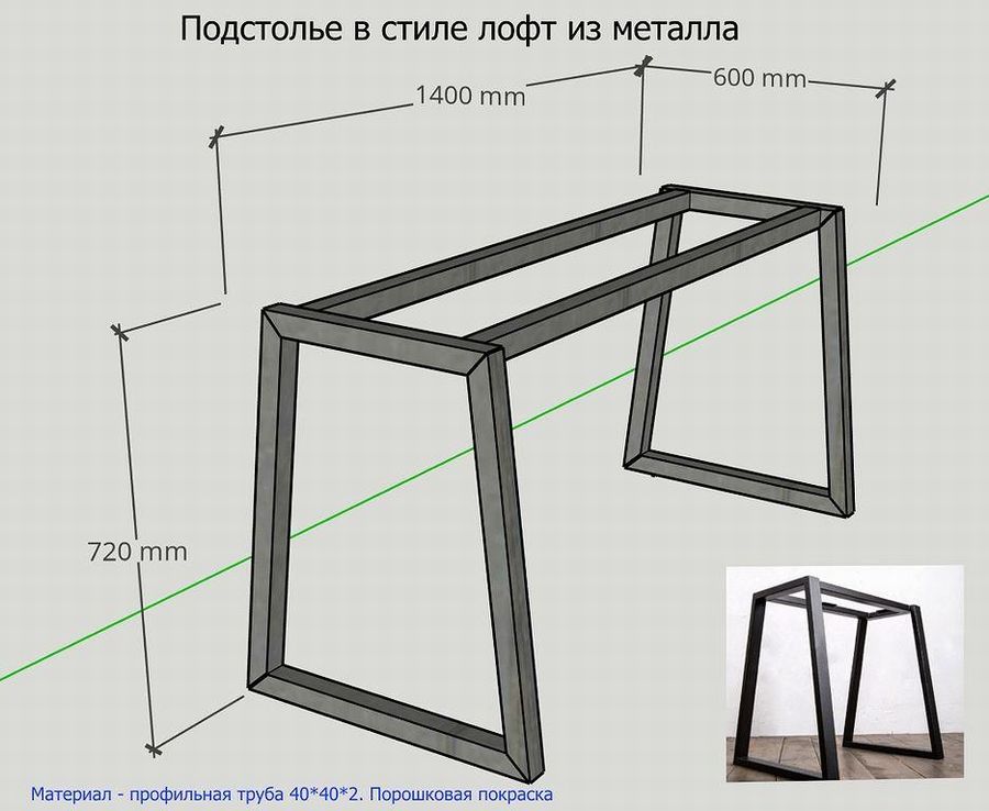 Металлический стол из профильной трубы