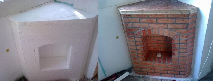 Имитация камина из коробок и